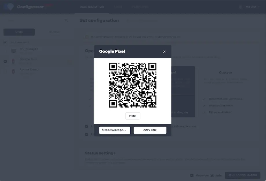 Configurator · Indstillinger for én eller flere enheder