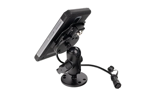 MDT665 rugged handheld equipped with a multifunctional fixed back clip for secure mounting and hands-free operation in field tasks.