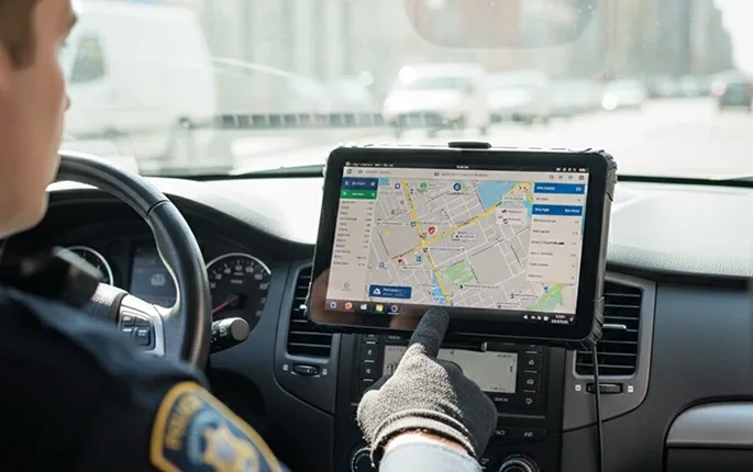 Public safety mounted tablet for police and emergency response dispatch