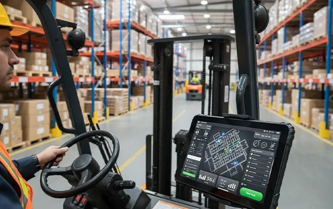 Forklift mounted rugged tablet for warehouse operations