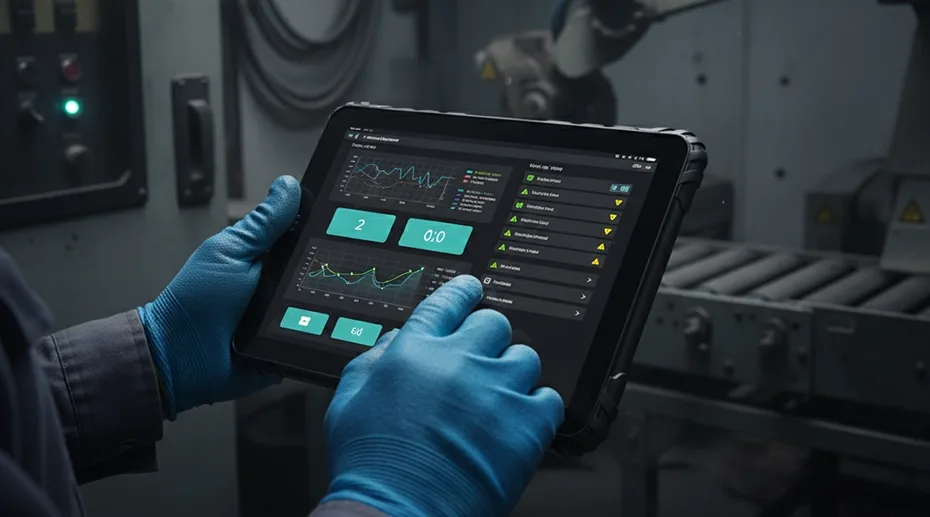 Industrial fixed mount M12 Ethernet tablet for factory automation and HMI