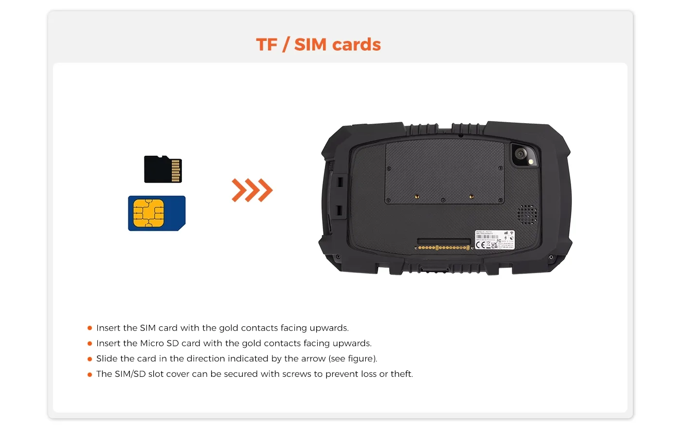 MDT765 mobile data terminal side profile with docking connector and I/O ports