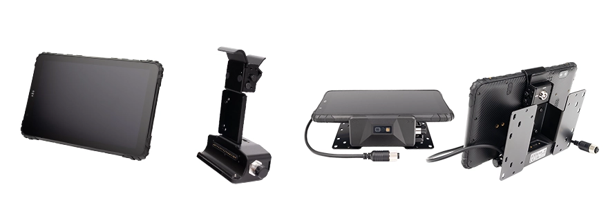 Multi-perspective BKT1065 all-metal dock with integrated 1D/2D barcode scanner for forklift and warehouse
